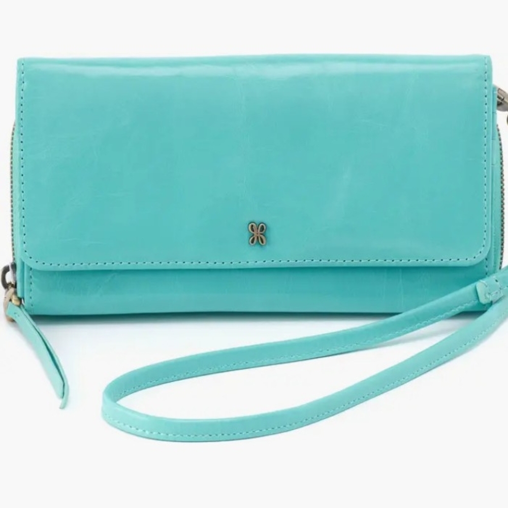 HOBO Rubie Light Aqua Leather Crossbody Bag